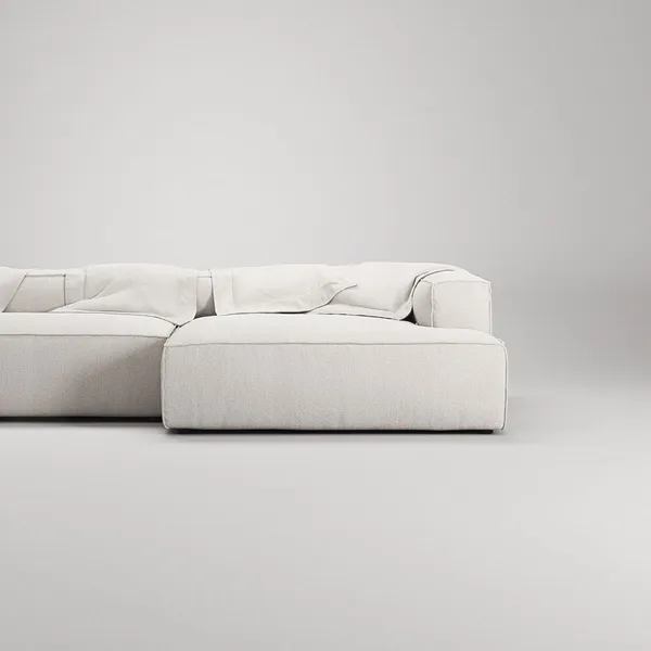 Grand 3-seters Sofa Sjeselong Høyre Damp/ Hvit