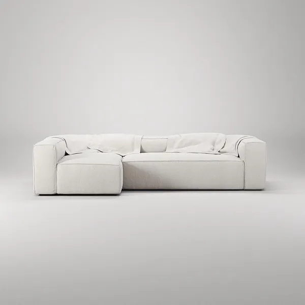 Grand 4-Sitzer Sofa Divan Links Dampf/ Weiß