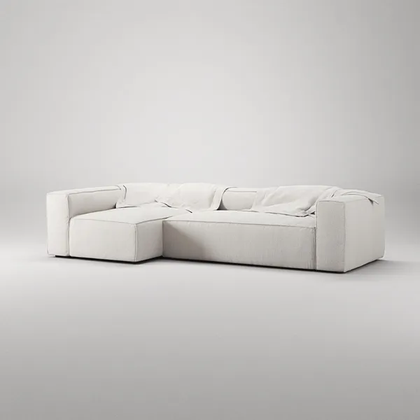 Grand 4-Sitzer Sofa Divan Links Dampf/ Weiß