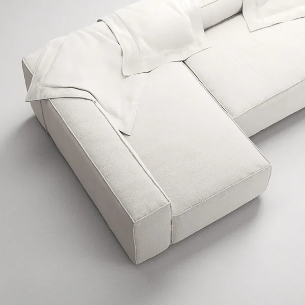 Grand 4-Sitzer Sofa Divan Links Dampf/ Weiß