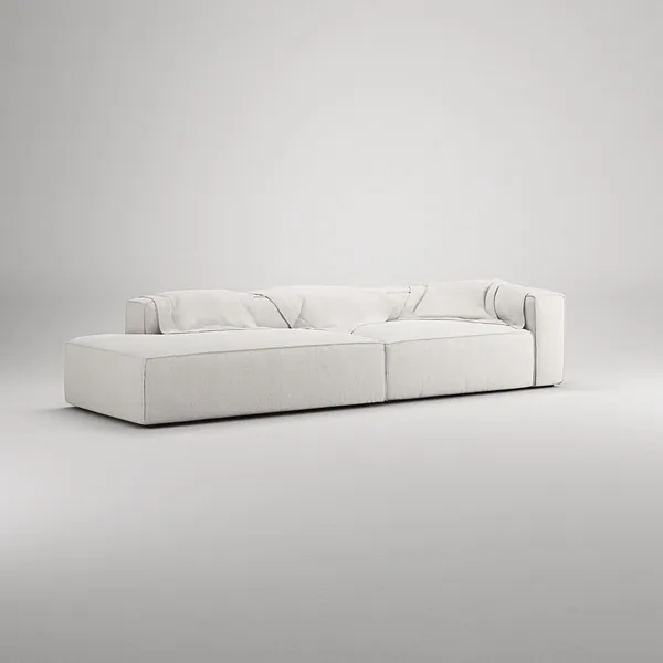 Grand 3-Seater Sofa Open End Left Steam/ White