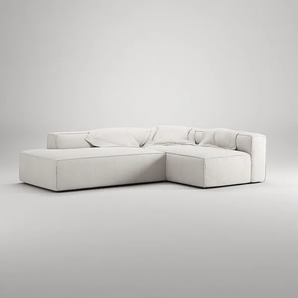 Divano A 3 Posti Grand Open End Left Steam/ Bianco