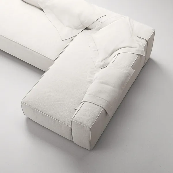 Divano A 3 Posti Grand Open End Left Steam/ Bianco