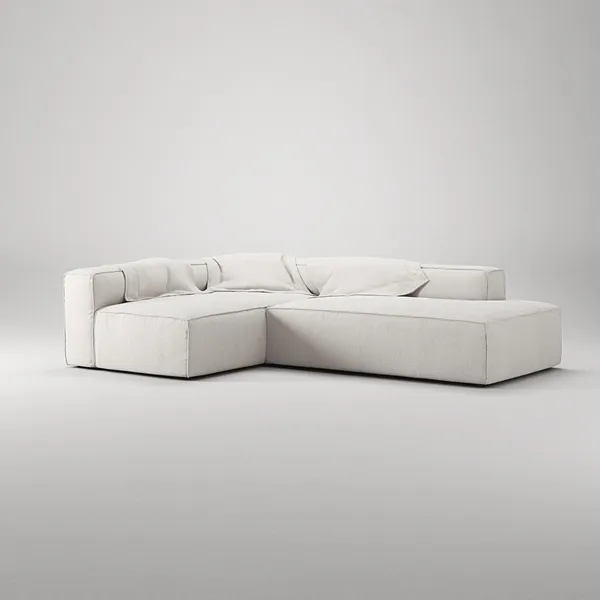 Grand 3-Seater Lounge Sofa Open End Right Steam/White