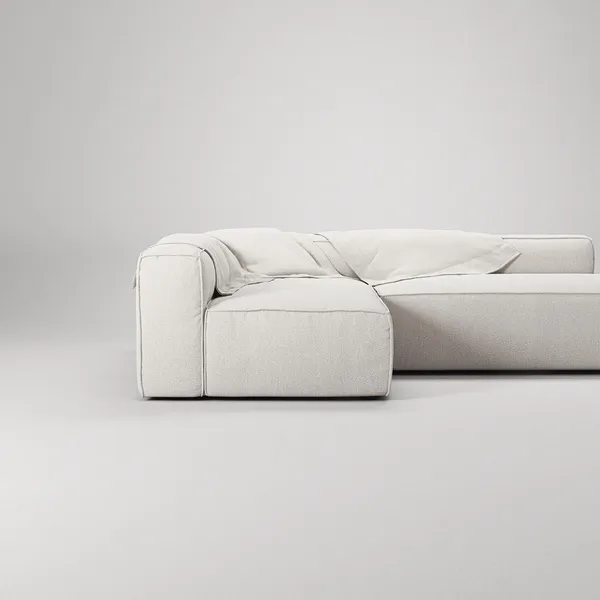Grand 3-Seater Lounge Sofa Open End Right Steam/White