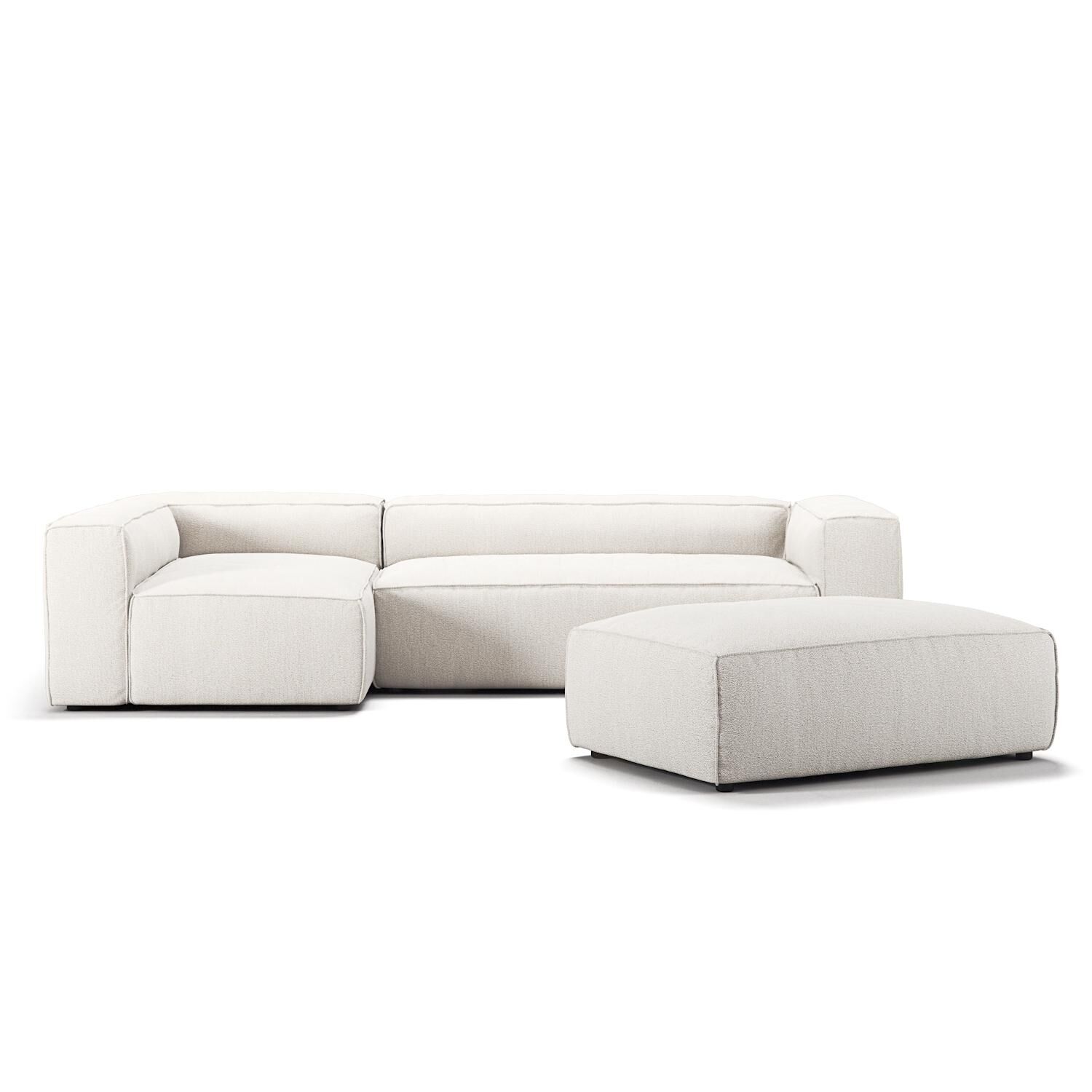 Canapé-lit 4 Places Grand, Ouvert, avec Repose-pieds Gauche, Coloris Steam/ Blanc