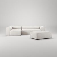 Grand 4-Seater Sofa Divan Open End With Footstool Left Steam/ White