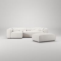 Grand 4-Seater Sofa Divan Open End With Footstool Left Steam/ White