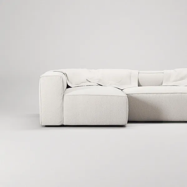 Grand 4-Seater Sofa Divan Open End With Footstool Left Steam/ White