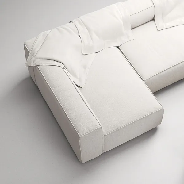 Grand 4-Seater Sofa Divan Open End With Footstool Left Steam/ White