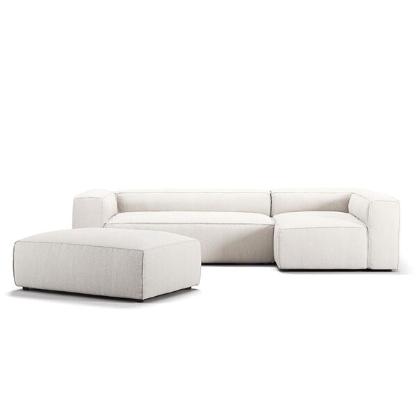 Grand 4-Seater Sofa Divan Open End With Footstool Right Steam/ White