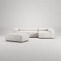 Grand 4-Seater Sofa Divan Open End With Footstool Right Steam/ White