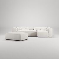 Grand 4-Seater Sofa Divan Open End With Footstool Right Steam/ White