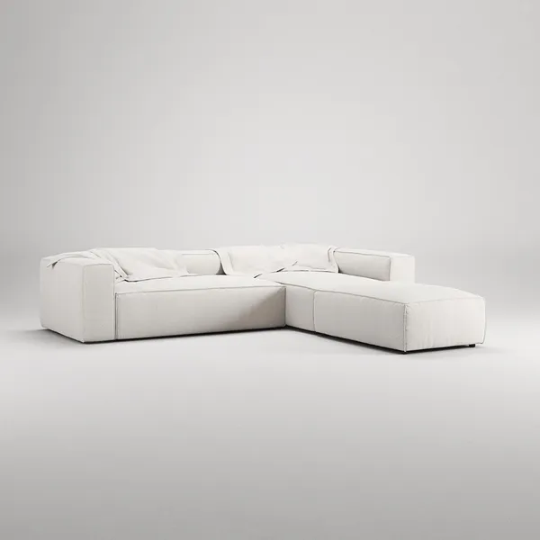 Grand 4-Seater Sofa Divan Open End With Footstool Right Steam/ White