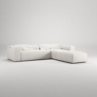 Grand 4-Seater Sofa Divan Open End With Footstool Right Steam/ White