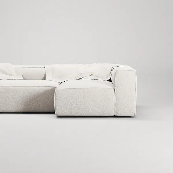 Grand 4-Seater Sofa Divan Open End With Footstool Right Steam/ White