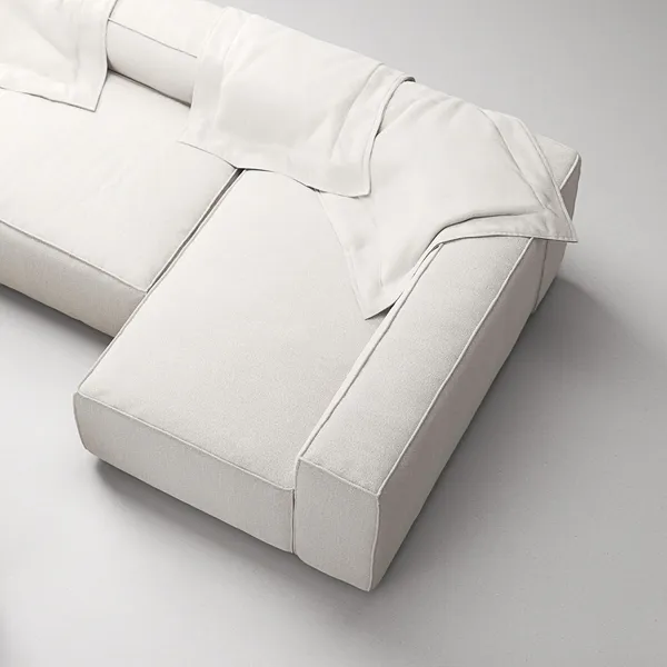 Grand 4-Seater Sofa Divan Open End With Footstool Right Steam/ White