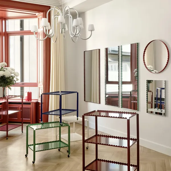 Arcs Rectangle Mirror Small Chrome