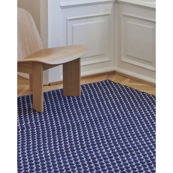 Channel Teppich 60x200 Blau/ Weiß