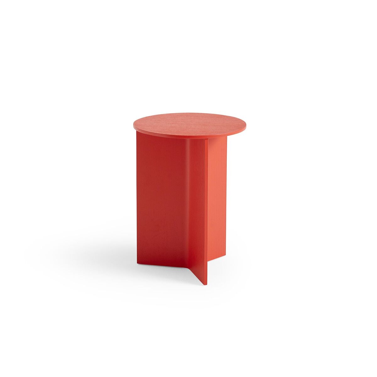 Slit Wood Coffee Table Round Ø35 Candy Red