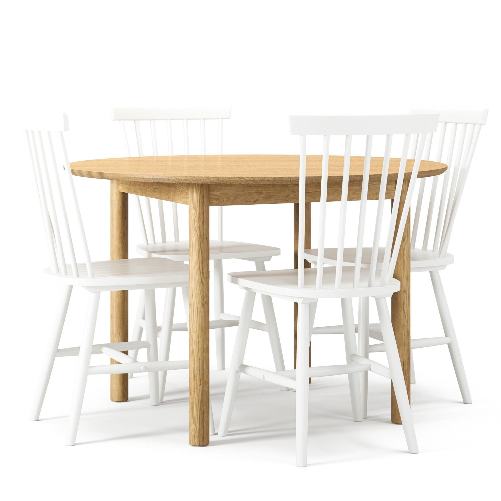 Ensemble de Table et Chaises de Salle à Manger en Bois, Chêne/ Blanc.