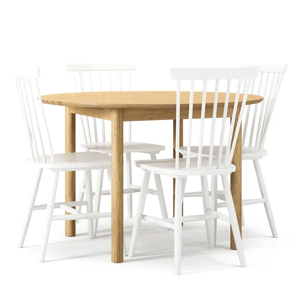 Wood Dining Table Set Oak/ White