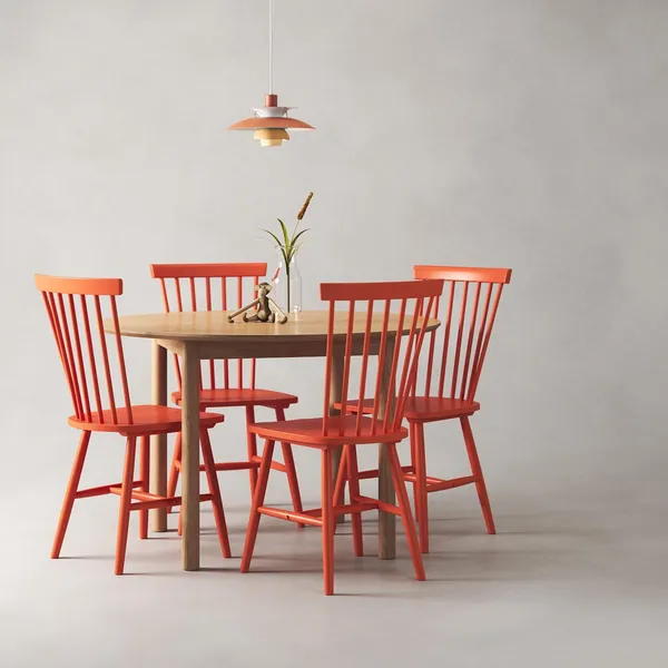 Wood Dining Table Set Oak/ Orange