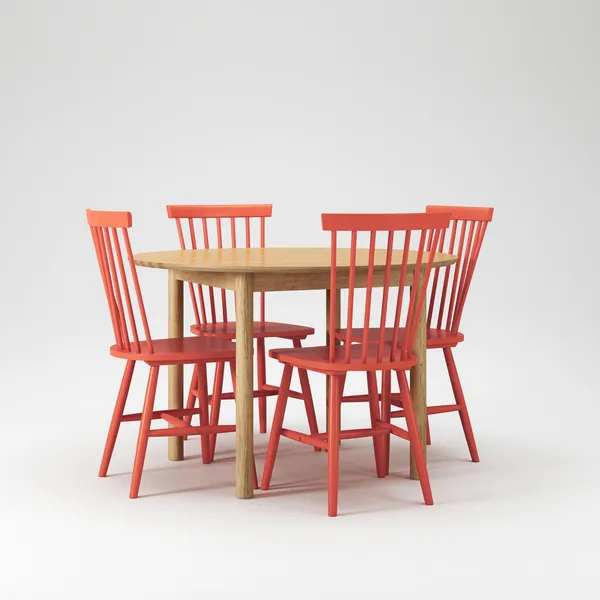 Wood Dining Table Set Oak/ Orange