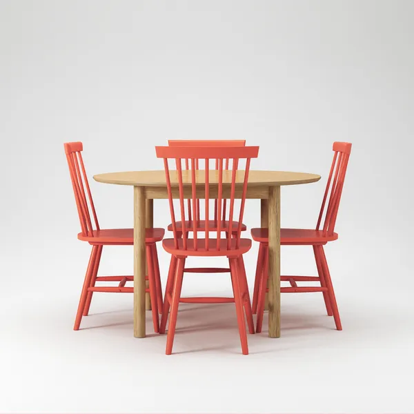 Wood Dining Table Set Oak/ Orange
