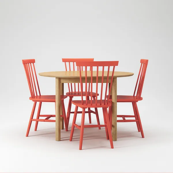 Wood Dining Table Set Oak/ Orange
