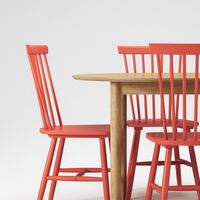 Wood Dining Table Set Oak/ Orange