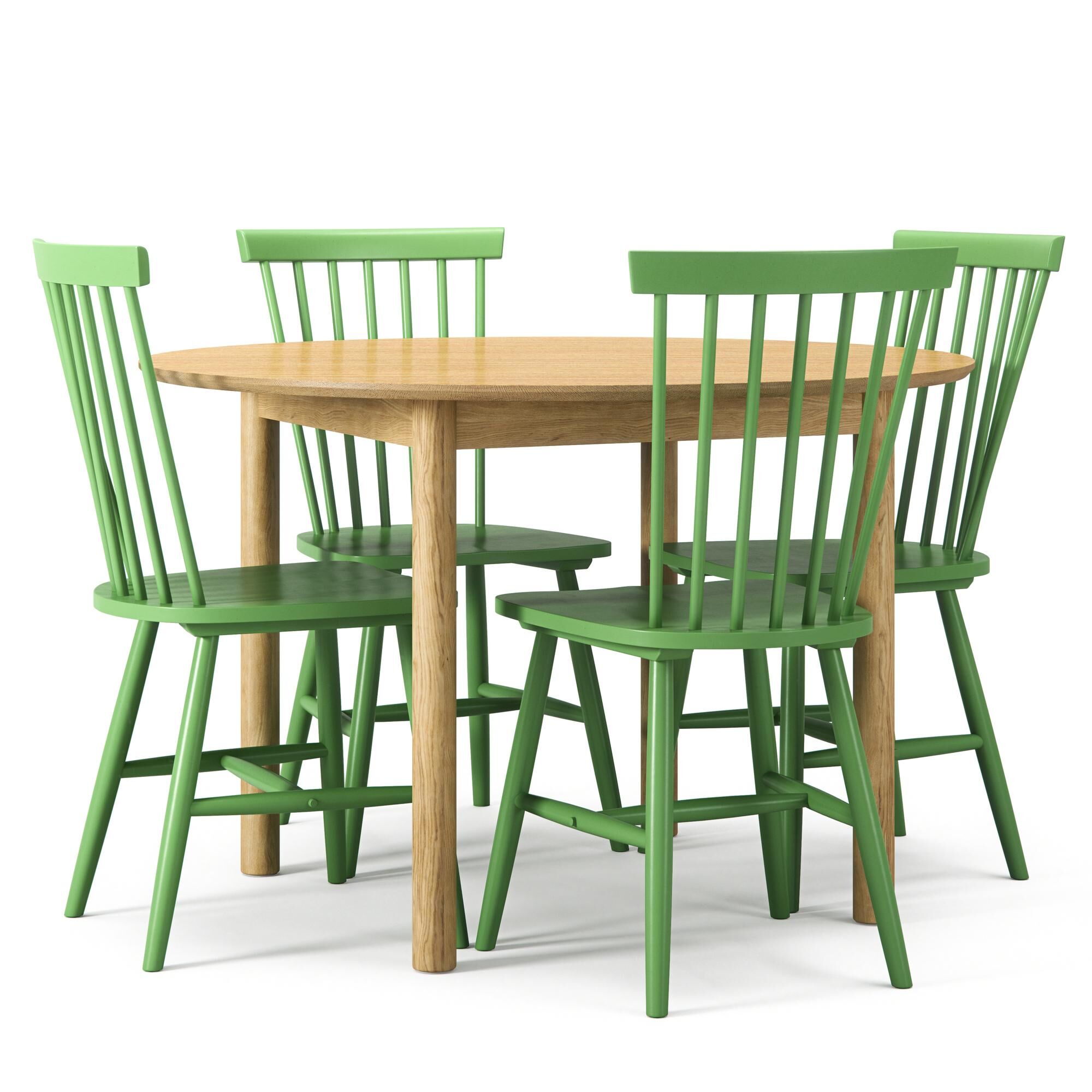 Ensemble de Table à Manger en Bois, Chêne/ Vert.