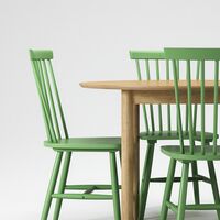 Abteilung Holz-Esstischset Eiche/ Grün