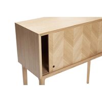 Herringbone Console Table Sliding Doors Natural