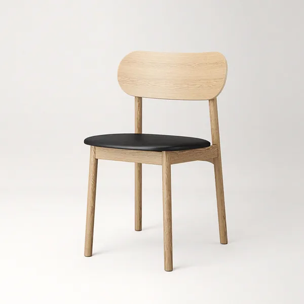 Elephant Dining Chair Natural Oak/Black Leather