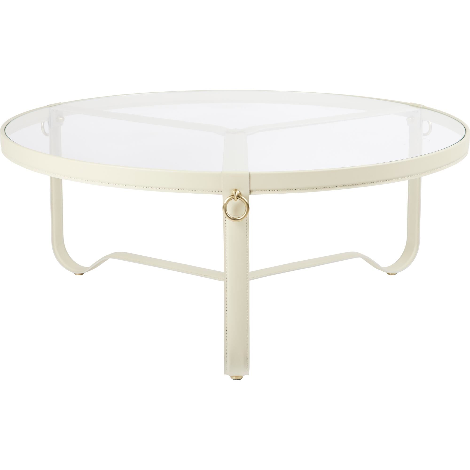 Adnet Sofabord 100 Cream Lder/Transparent Glas