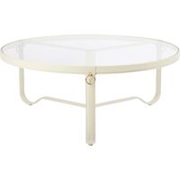 Adnet Sofabord Ø100 Cream Læder/Transparent Glas