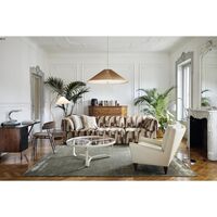 Adnet Sofabord Ø100 Cream Læder/Transparent Glas