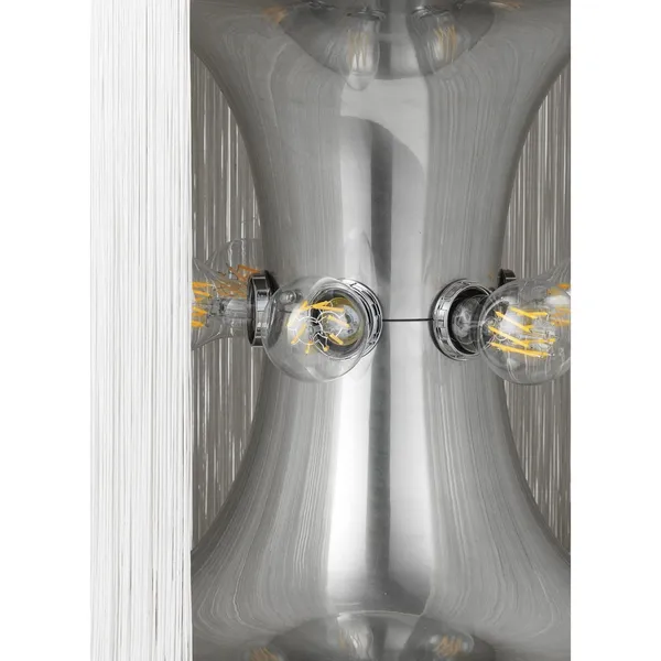 Lampadaire Modèle 597 Aluminium Poli/Franges Crème