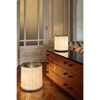 Lampadaire Modèle 597 Aluminium Poli/Franges Crème