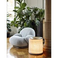 Lampadaire Modèle 597 Aluminium Poli/Franges Crème