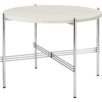 TS Sofabord Round Ø55 Poleret Stål/White Travertine