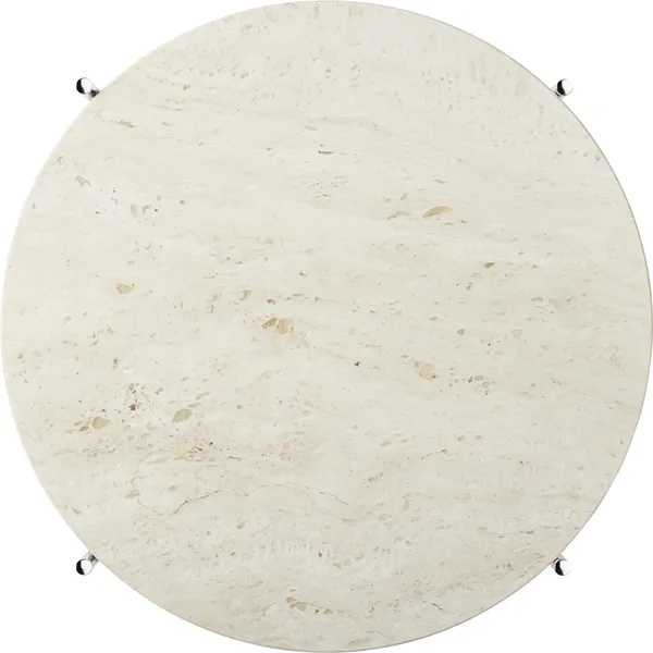 TS Sofabord Round Ø55 Poleret Stål/White Travertine