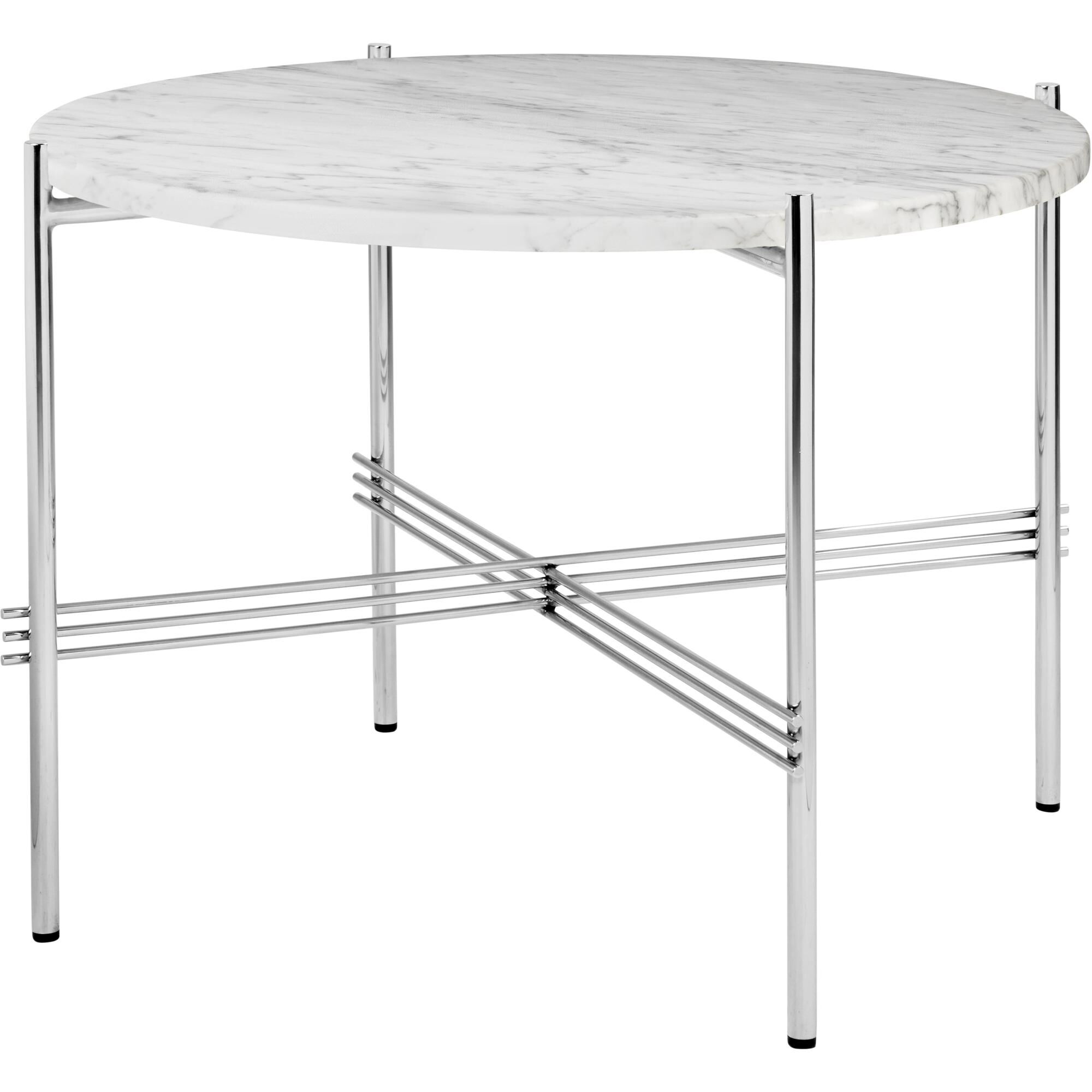 TS Sofabord Round 55 Poleret Stl/White Carrara Marmor