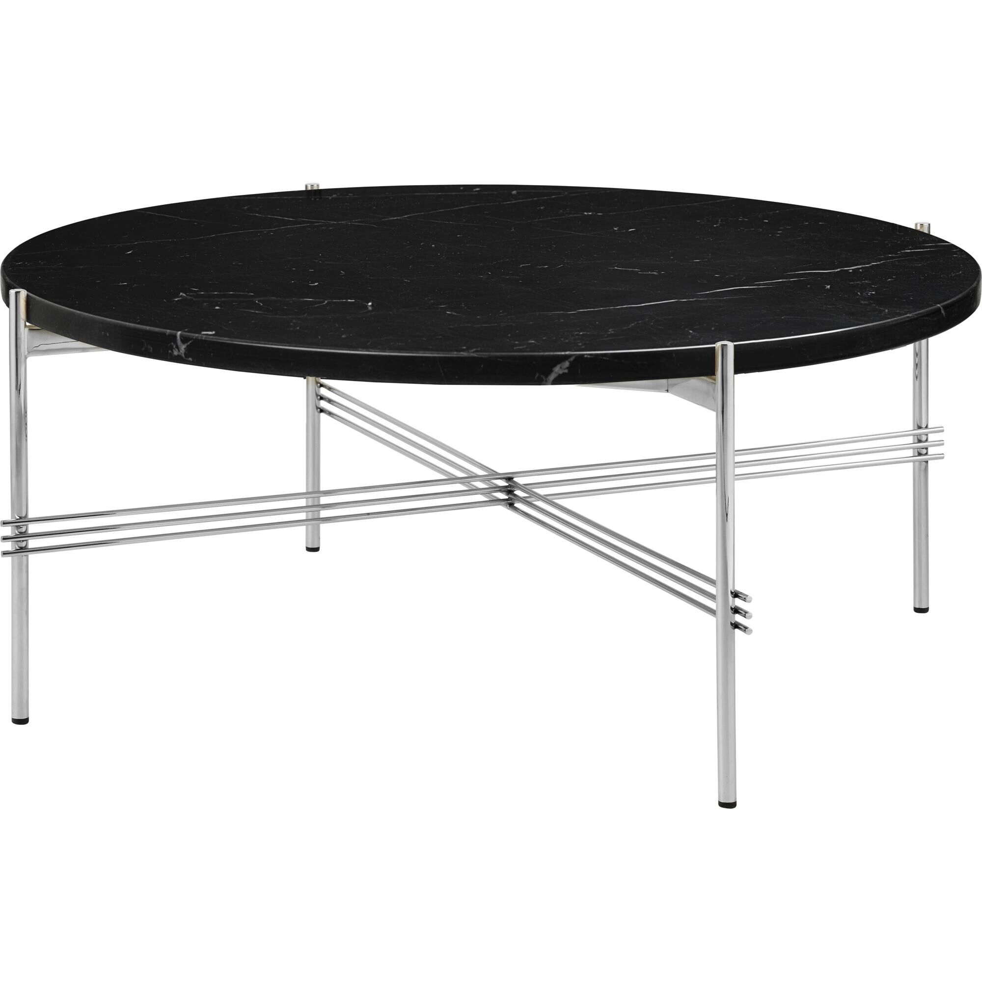TS Sofabord Round 80 Poleret Stl/Black Marquina Marmor