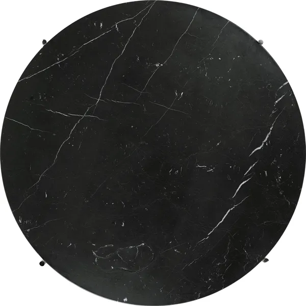TS Coffee Table Round Ø80 Polished Steel/Black Marquina Marble
