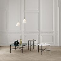 TS Coffee Table Round Ø80 Polished Steel/Black Marquina Marble