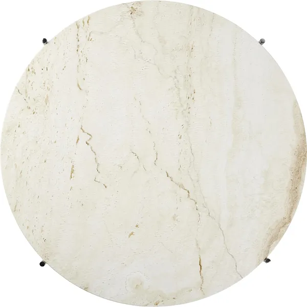 TS Coffee Table Round Ø80 Polished Steel/White Travertine