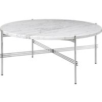 TS Coffee Table Round Ø80 Polished Steel/White Carrara Marble