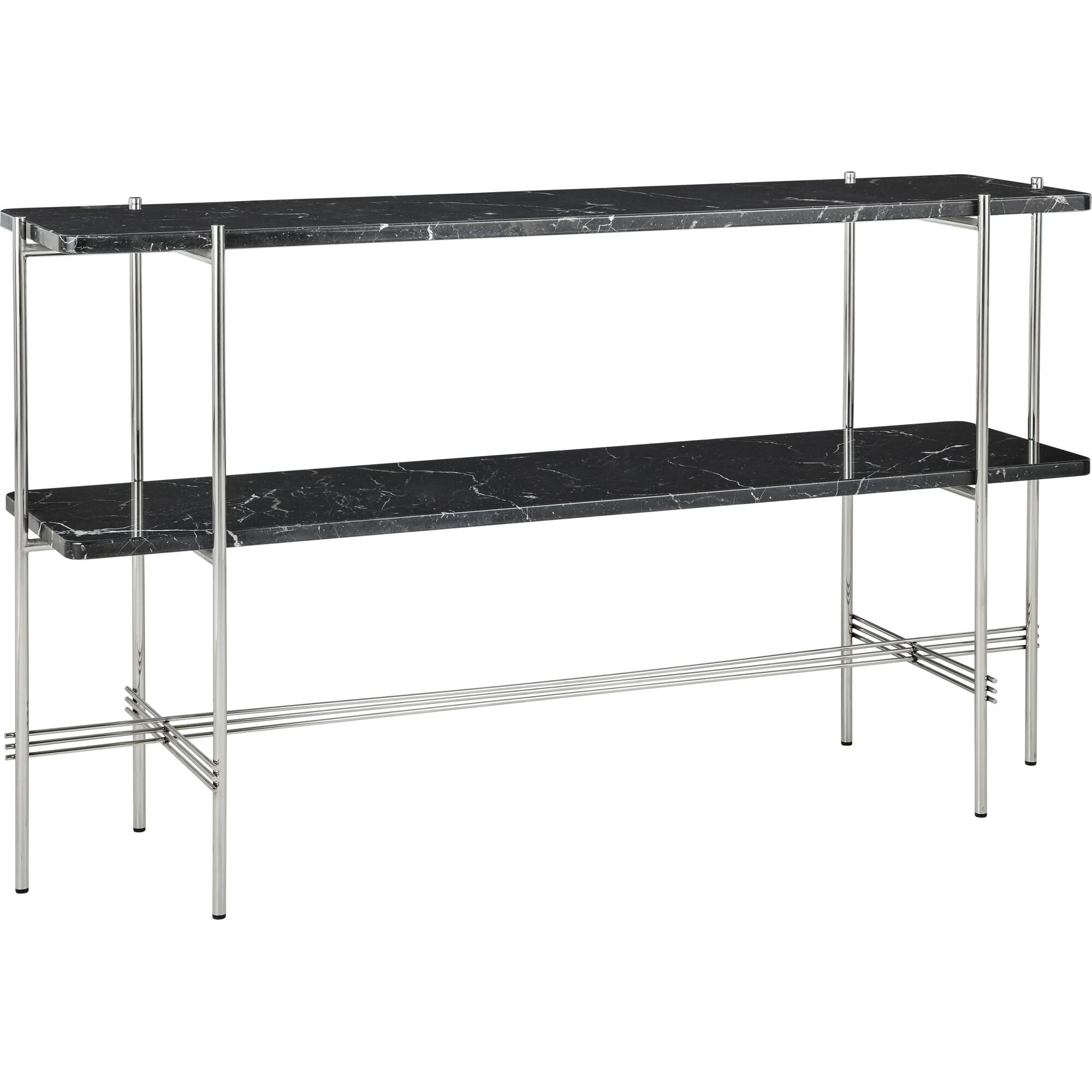 TS Konsolbord H72 2 Hylder Poleret Stål Black Marquina Marmor